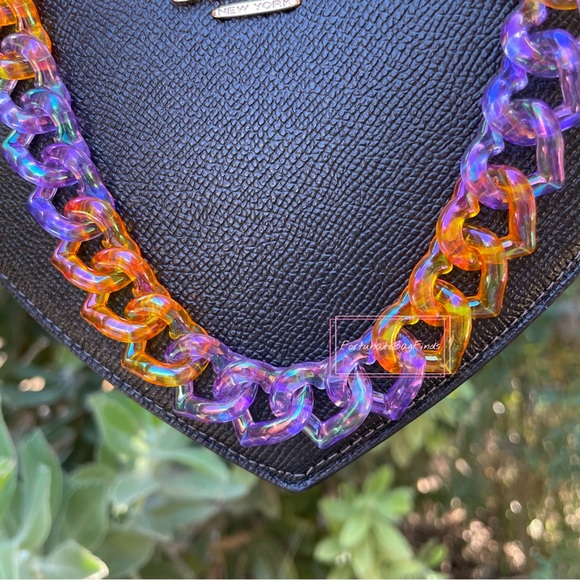 Halloween Orange Purple Triple Hearts Bag Purse Novelty Resin Chain Charm Strap - Picture 3 of 14